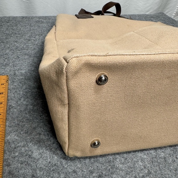 Restoration Hardware Large Heavy Duty Canvas Tote Bag with Leather Handles - Picture 12 of 16